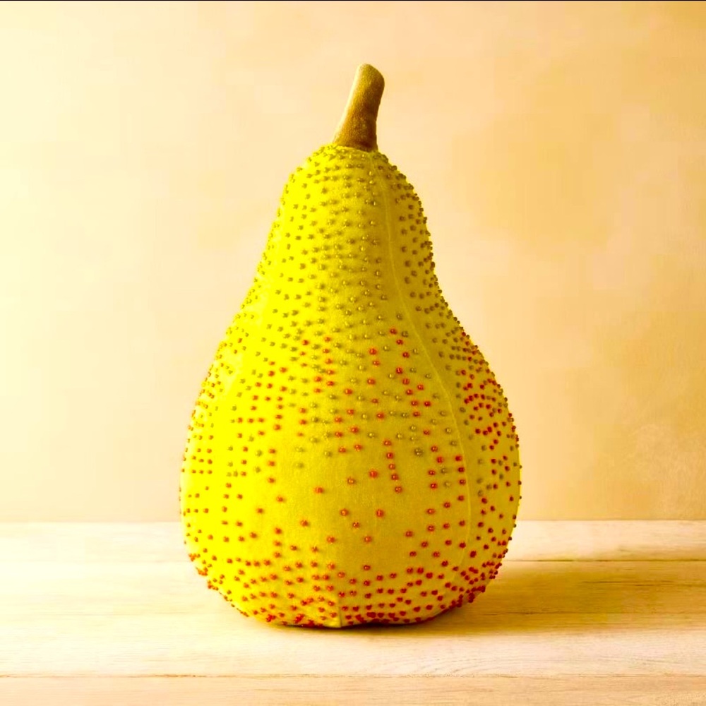 14"x8" Beaded Pear Novelty Plush Pillow Green - John Derian for Target